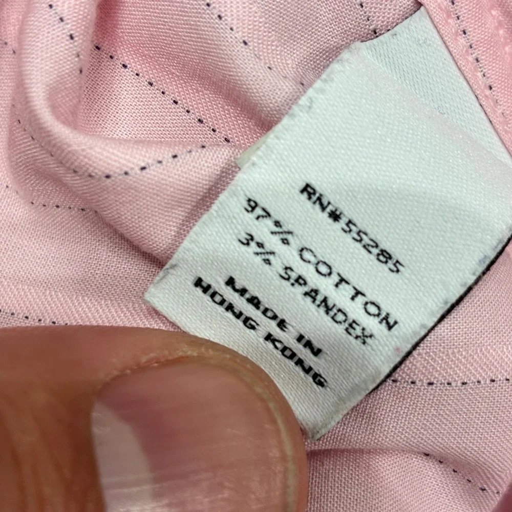 Express Mens Pink Stripe Fitted Stretch Cotton Dress Shirt Size L‎ 16-16 1/2